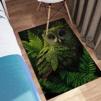 Green Color Owl Rug, Abstract Rug, Modern Rug, Animal Rug, Pattern Rug, Custom Rug, Runner Rug, Pers
