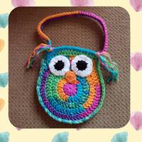 Owl  Purse - 8", crocheted
