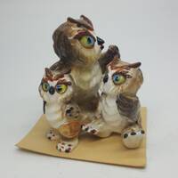 Vintage Miniature Owl Family Figurines Bradley Bone China