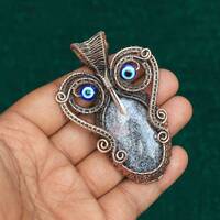 Copper Wire Wrapped Owl Pendant: Ruby Fall Gemstone Jewelry
