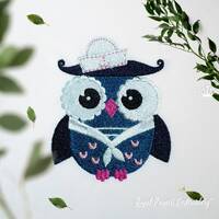 Cartoon Owl Sailor Machine Embroidery Design - 4 sizes
