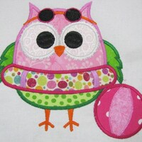 Summer Owl 01 Machine Applique Embroidery Design- Beach Owl Applique Design - Owl Applique Design, S