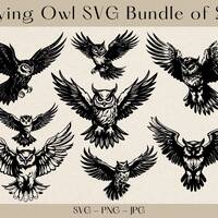 Flying Owl SVG Bundle, Flying owl svg, Owl svg, Owl svg bundle, Owl Clipart, Owl Png, Bird SVG, Owl 