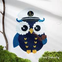 Cute Owl Captain Machine Embroidery Design - 4 sizes