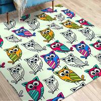 Owl Pattern Rug, Cute Owl Rugs, Trendy Rug, Children Rug, Nursery Rug, Chenille Rug, Square Rug, Nur