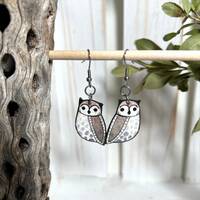 Cute Owl Earrings, Hand Painted, Lightweight