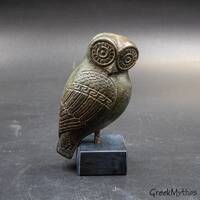 Owl Sculpture, Greek Museum Replica, Ancient Greece Art, Goddess Athena Symbol, Bird of Wisdom Symbo