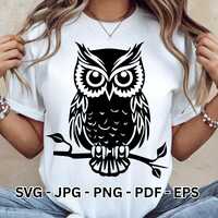 Owl SVG | Mystical Bird Silhouette Clipart | Animal T-Shirt Design for Sublimation and Cricut File