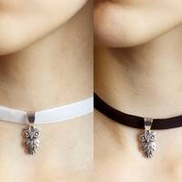 Handmade Velvet Ribbon Owl Choker