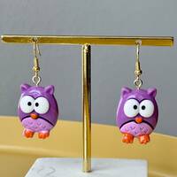 Purple owl earrings, cute owl earrings, Halloween earrings