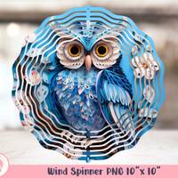 Wind Spinner Sublimation Png, Owl 3D Wind Spinner, Door Hanger Png, Windspinner Png, Coaster Sublima