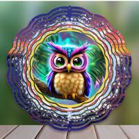 Owl Wind Spinner Sublimation Designs, Colorful Cute Owl Png for Sublimation, Colorful Owl Garden Win