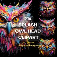 Owl clipart png, colorful owl clipart, printable owl for tshirt sticker wall art, bundle owl clipart