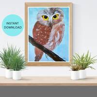Owl,fine art,print of original painting,Gift idea,hi quality resolution 300 DPI,instant download,mul