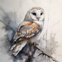 Owl Watercolor Digital Download Portrait of a Barn Owl,  , Livingroom Wall Art,  printable