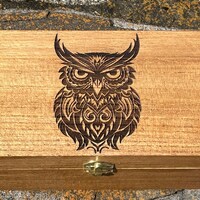 Mystical owl wood box/Mystical owl stash box/keepsake box/tarot card box