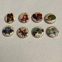 8PCs Woodland Animals Wooden Sewing Buttons Scrapbooking, knitting Fox, beavers, owls. Two Holes 15m