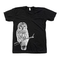 Owl Shirt, Mens Tshirt, Crew Neck, Bird T-shirt, Cute T-shirt, Short Sleeve Tshirt, Grey T-shirt, Da