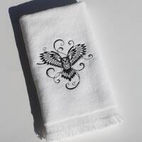 Owl Embroidered Bath Guest Kitchen Fingertip Hand Tea Towel