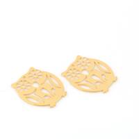 Shiny Gold Plated Owl Charms, Brass Owl Pendant, Animal Jewelry, Bird Jewelry, Necklace Pendant, Las