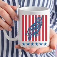 Owl Mug, Cool Mug for Independence Day, 4th of July Gift for Nature Lover,  USA Flag Gift Mug for An