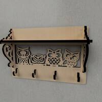 Owl Decor Wall Mounted Coat Rack Shelf Coat Hook Rack Entryway Shelf 3D model puzzle File 3D cdr Dxf