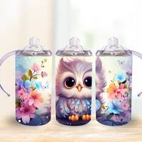 Baby Owl Kids Tumbler Wrap PNG Cartoon 12oz Hogg Straight Sippy Cup Sublimation Instant Digital Down