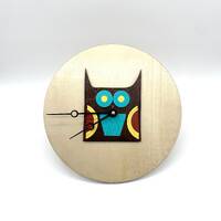 Wooden Owl Clock, Woodland Creature Decor, Retro 60s Wall Clock, Nursery Children’s Room Decor
