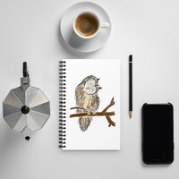 Owl Spiral Notebook, Dotted Pages, Writing Journal, Wildlife Journal, Diary for Kids, Spiral Journal