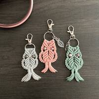 Personalized Macrame Owl Keychain Back To School Gift For Her Backpack Decoration Car Key Charm Owl 