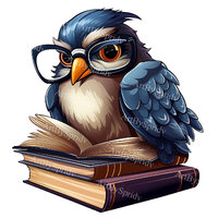 Nerdy Owl with Glasses Reading Books PNG Clipart, Digital Download for Teachers, Book Lovers, Classr