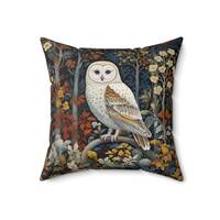 Decorative Owl Pillow, William Morris Inspired Cottagecore, Beautiful Owl, Vintage Design, Botanical