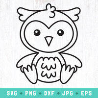 cute owl outline svg, owl outline svg, baby owl png, sitting owl cut file, woodland animals svg, for