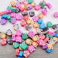 100Pcs 9mm Owl Polymer Clay Beads,Owl Clay Beads,Owl Pattern,Spacer Beads,DIY Bracelet Necklace Jewe
