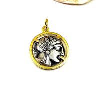 Handmade Athena Owl Athenian Tetradrachm Coin Silver Two Tone Pendant