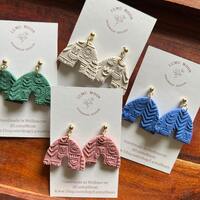 Statement Earrings, polymer clay earrings, scandi inspired, owl earrings, owl, scandi pattern, arch 