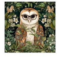 Wise Owl Woodland Wildflower Border PDF Printable Barn Owl Art Print To Download 12x12 Inch Digital 