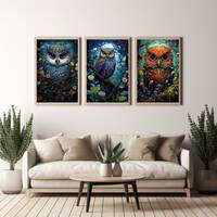 Triptych Digital Download Three Owls Wall Art