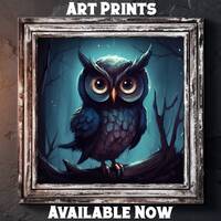 Owl Gothic Wall Art Print, Home Decor, Digital Art Print, Horror Art, Halloween Art, Spooky Art Prin