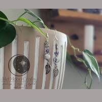 Handmade Howlite Amethyst Earrings: Owl Leaf Charm, Hypoallergenic