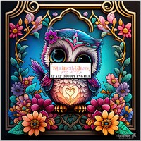 Owl Stained Glass Sublimation Designs, Stained Glass Pattern, Stained Glass PNG, Faux Stained Glass,