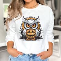 Owl Pumpkin Halloween Sweatshirt, Unisex Crewneck
