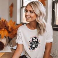 Floral owl Halloween Shirt, floral Owl skeleton Halloween t-shirt, cute owl flower skeleton tee