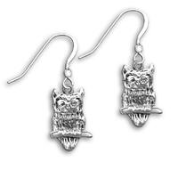 Great Horned Owl Earrings in Sterling Silver