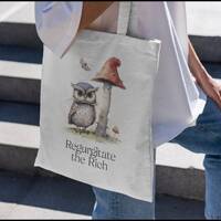 Regurgitate The Rich, Ancap Tote Bag, Owl Mushroom Anti-Capitalist Bag, Eat the Rich, Dismantle Capi