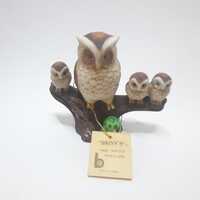 Vintage Brinn's Hand Crafted Porcelains Owl And Owl Babies