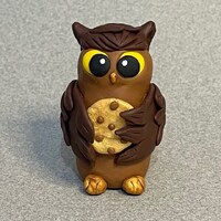 Chocolate Chip Cookie Owl, Polymer Clay Figurine, Polymer Clay Owl, Owl Figurine, Handmade Clay Figu