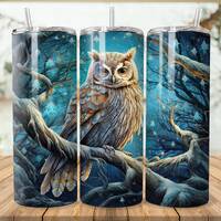 Owl Snowy Forest 20 oz Skinny Tumbler Sublimation Design, Owl Obsessed Instant Digital Download PNG,
