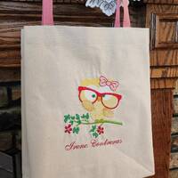 Tote Bag - Smart Owl with Big Glasses and Pink Bow