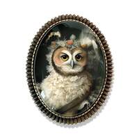 Lady or Gentleman Owl Brooch, Victorian Inspired Owl Pin, Owl Jewelry, Fancy Owl Portrait Brooch, Gi